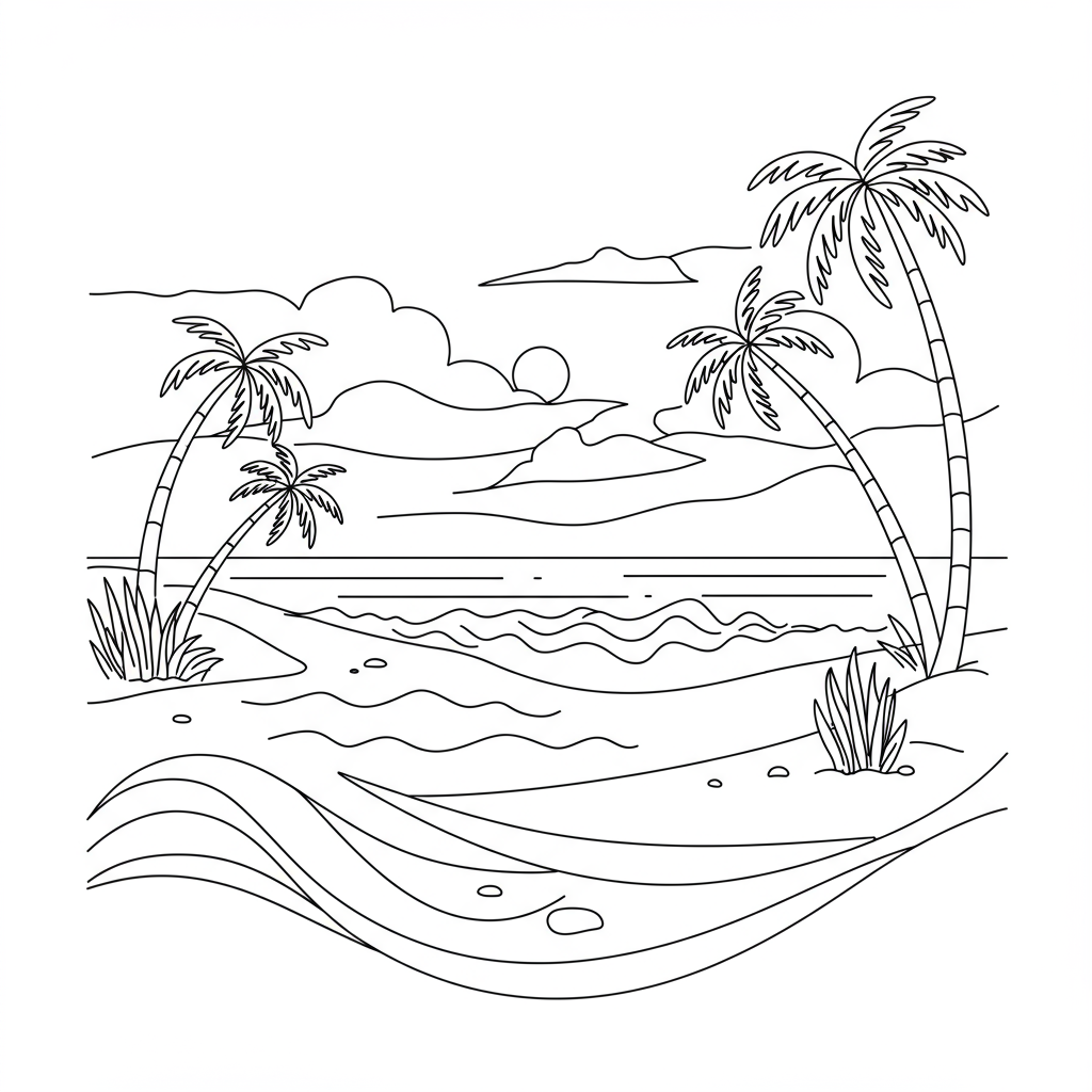 beach abstract coloring page