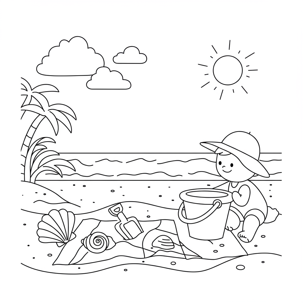 beach baby coloring page