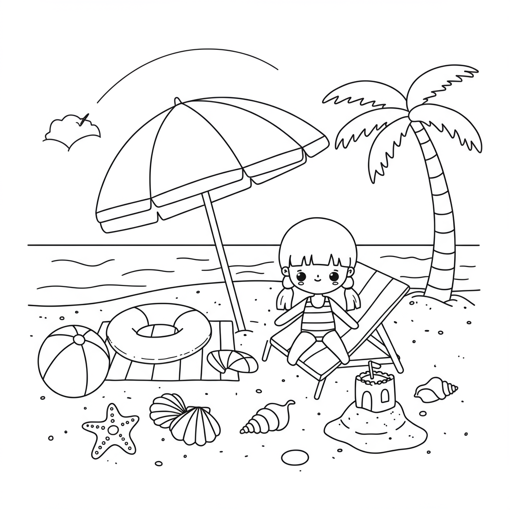 beach cute coloring page