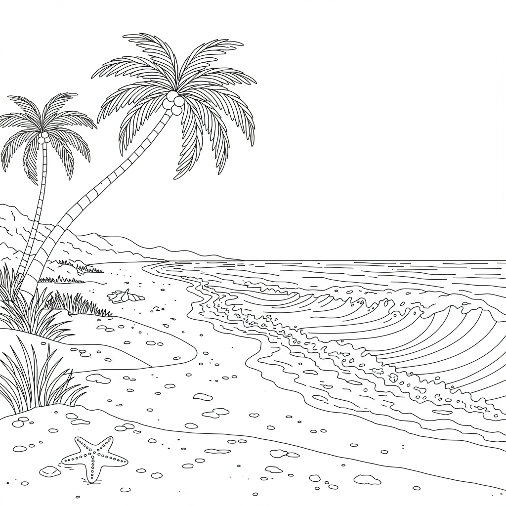 beach decorative coloring page