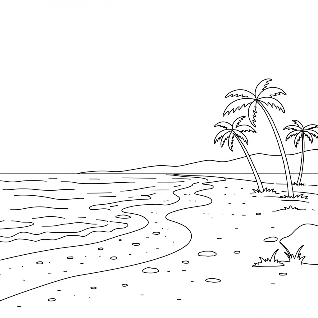 beach easy coloring page
