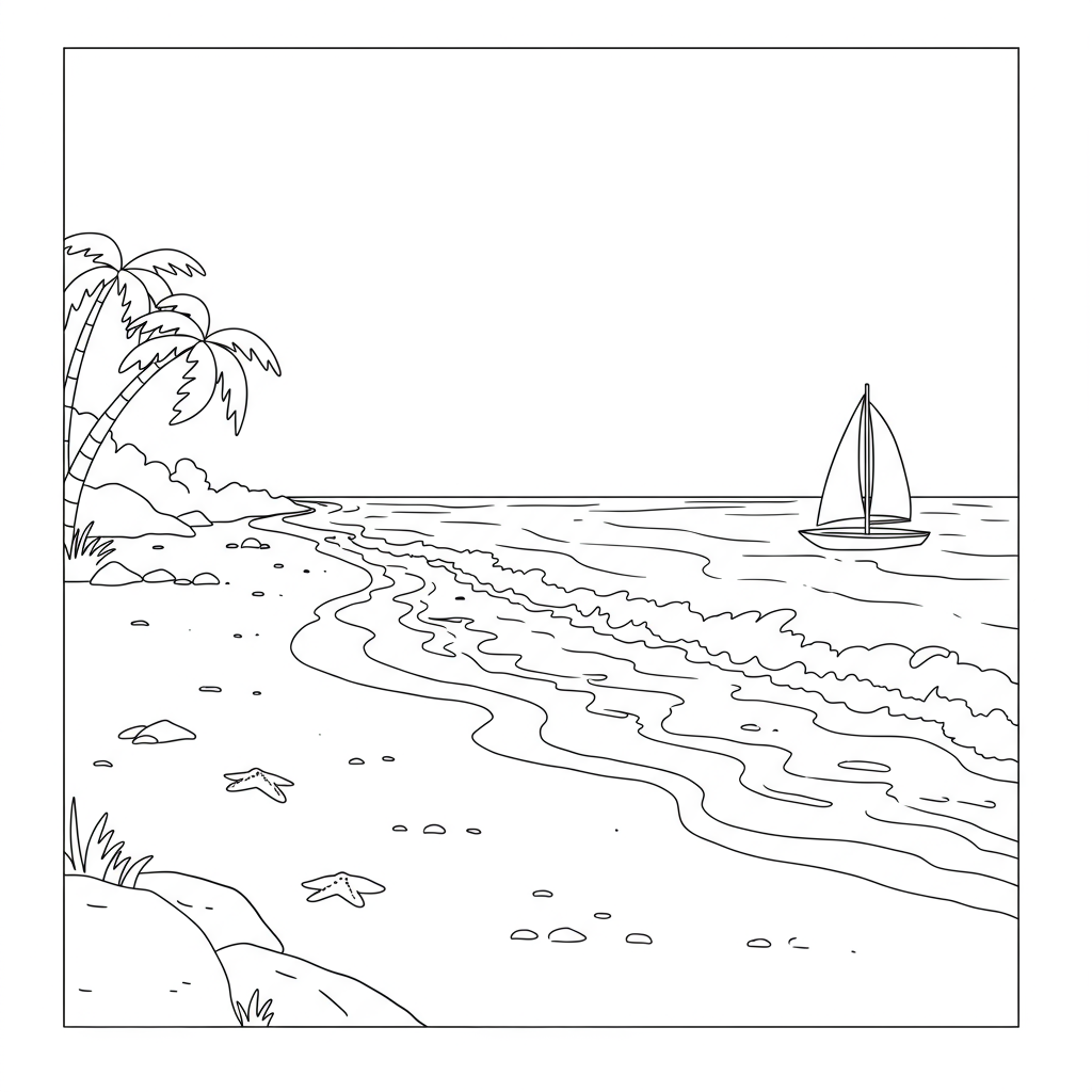 beach educational coloring page