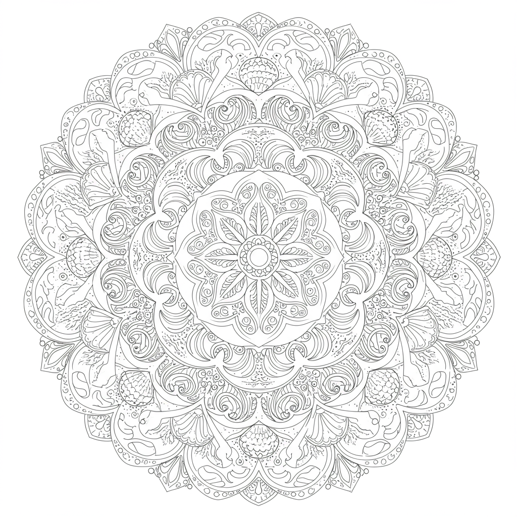 beach mandala coloring page