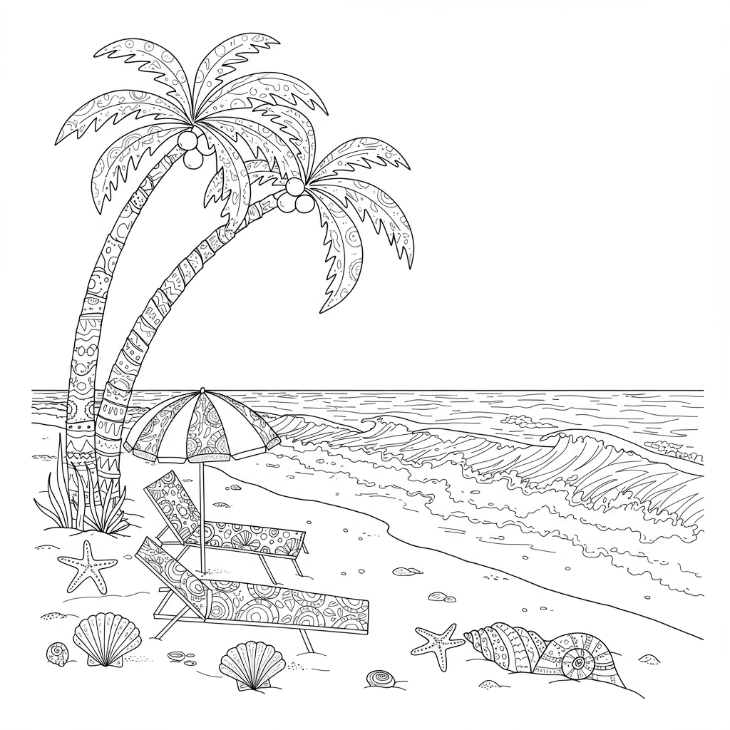 beach pattern coloring page