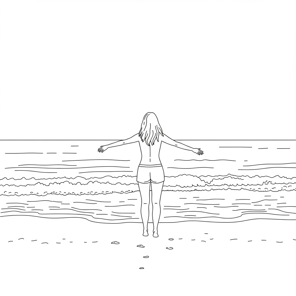 beach portrait coloring page