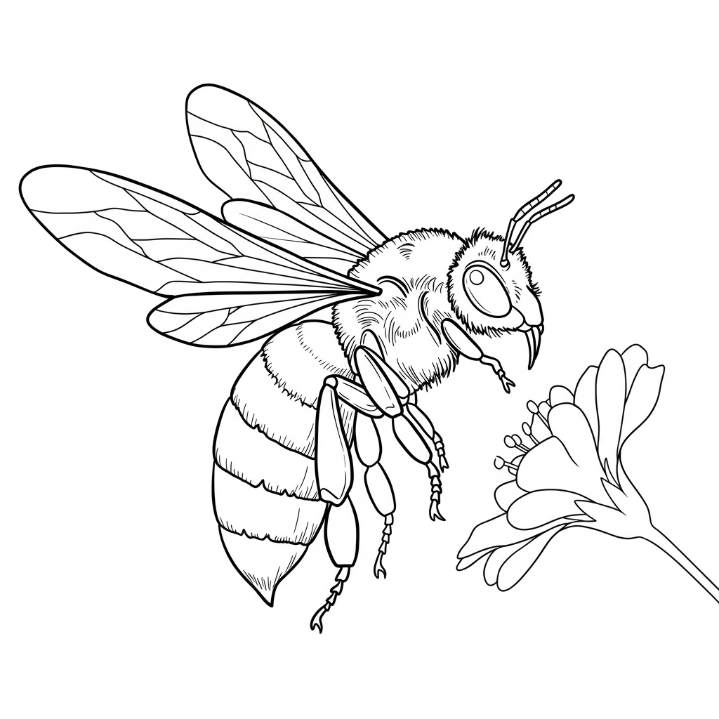 bee action coloring page