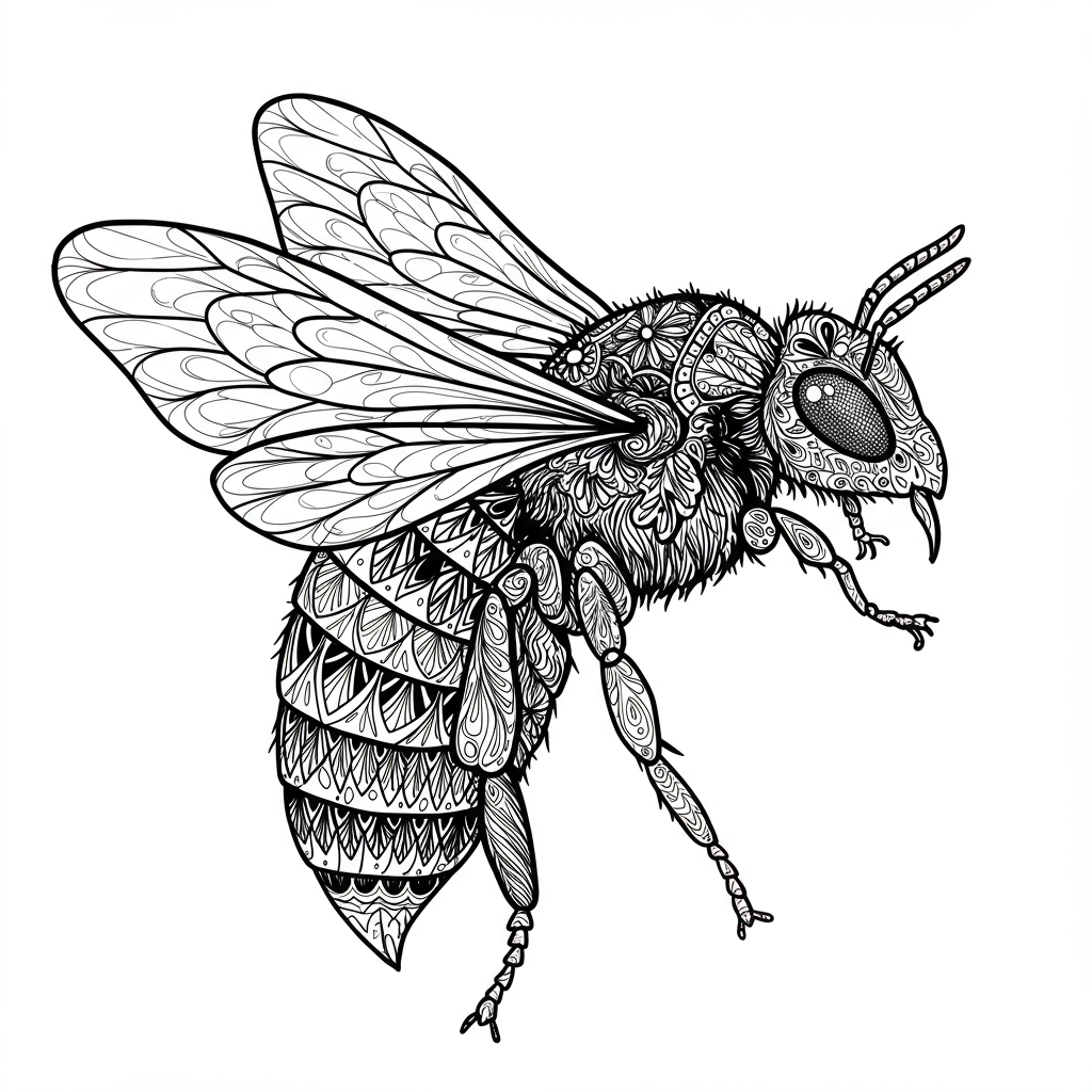 bee decorative coloring page