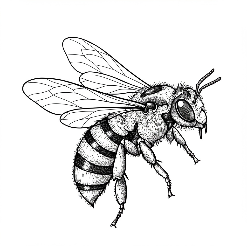 bee detailed coloring page