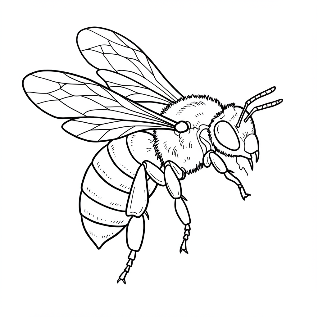 bee educational coloring page