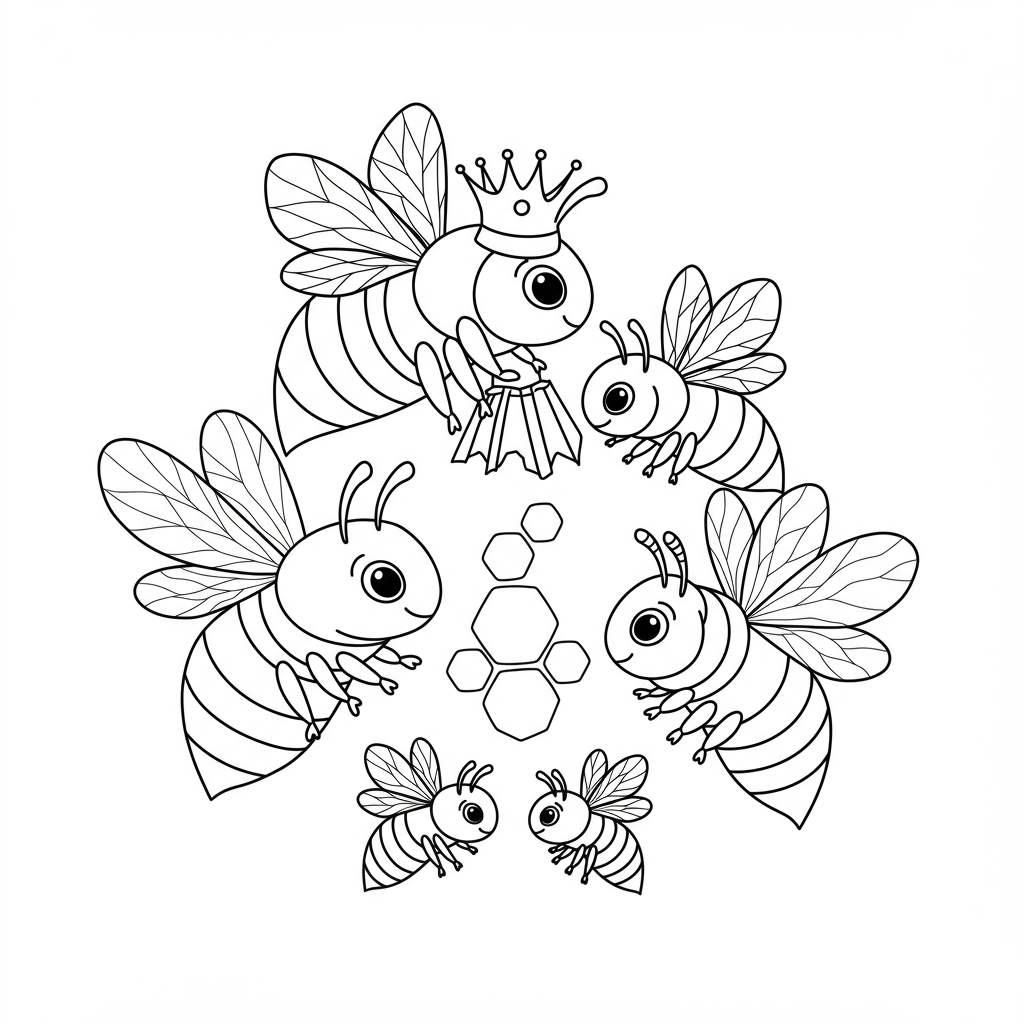 bee family coloring page