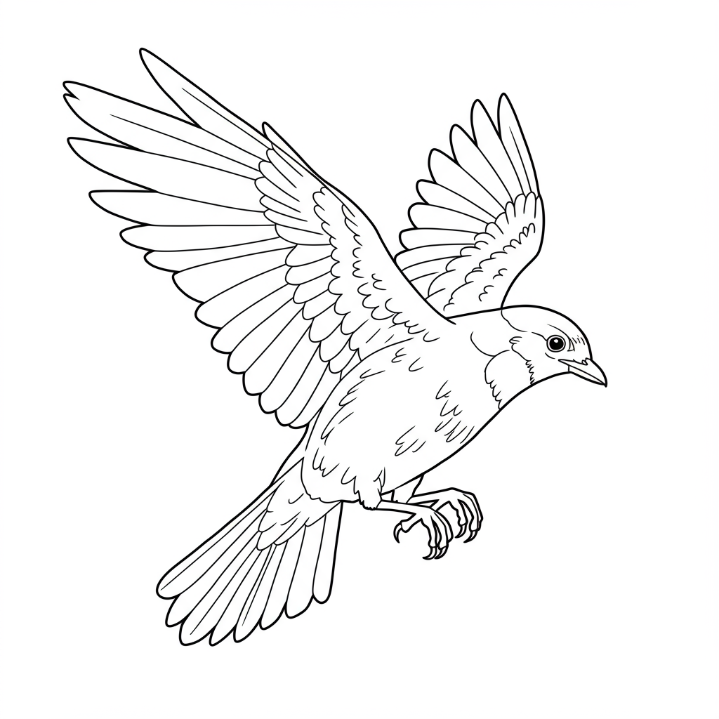 bird action coloring page