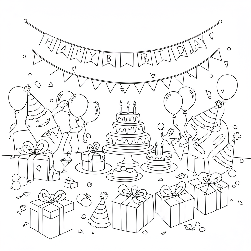 birthday abstract coloring page