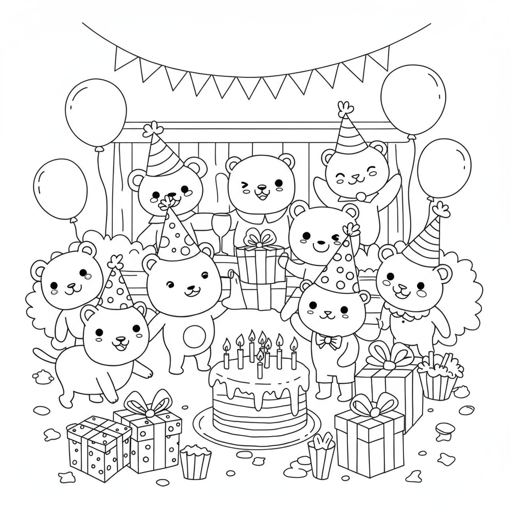 birthday cartoon coloring page