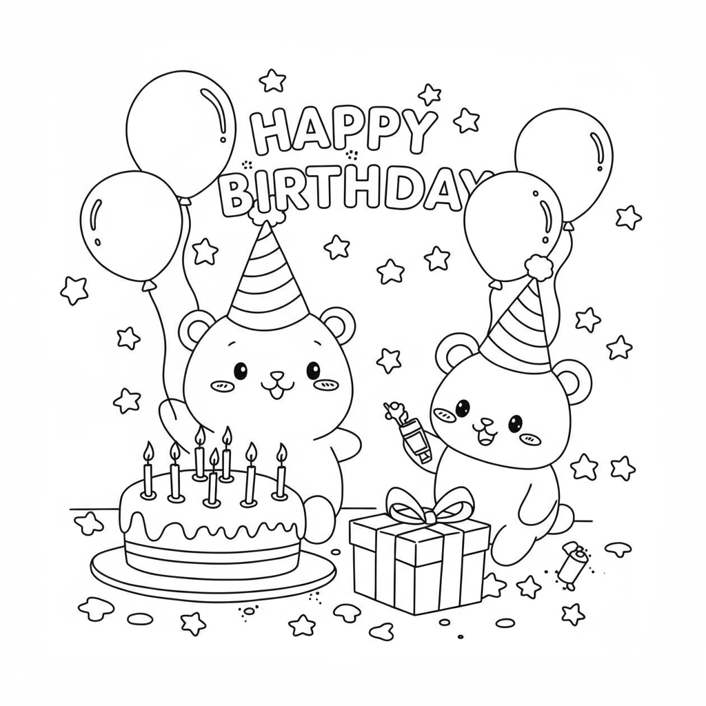 birthday cute coloring page