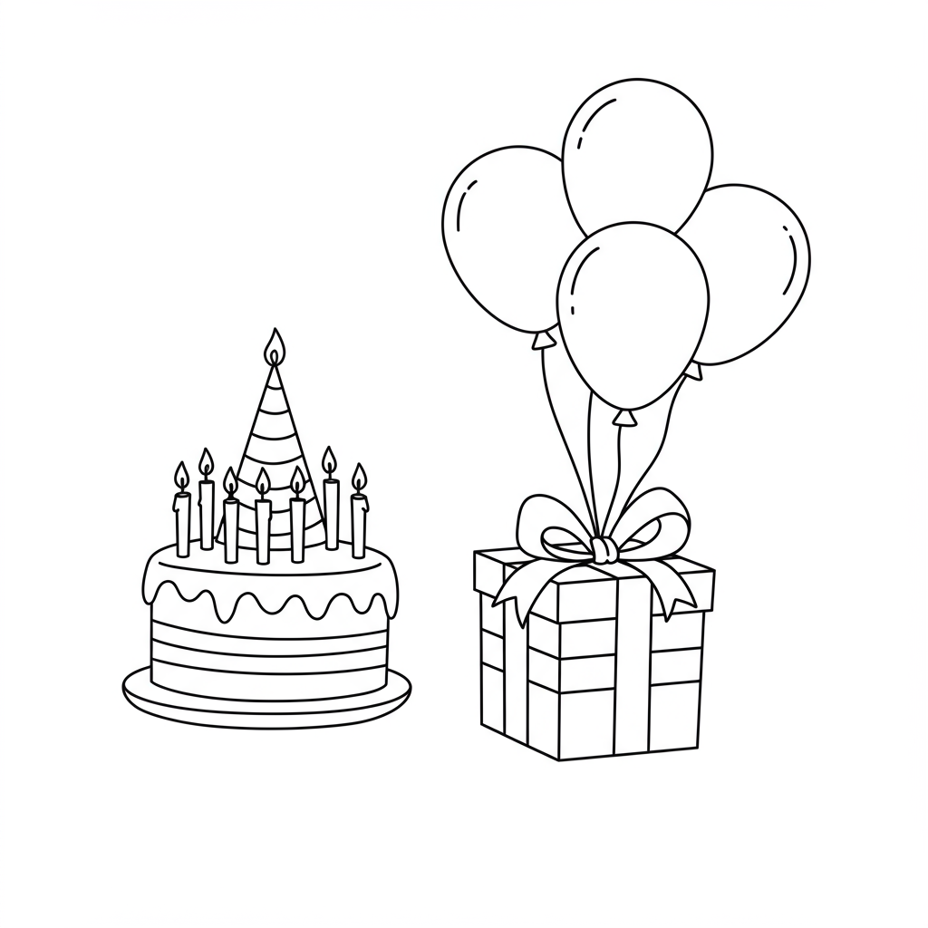 birthday easy coloring page