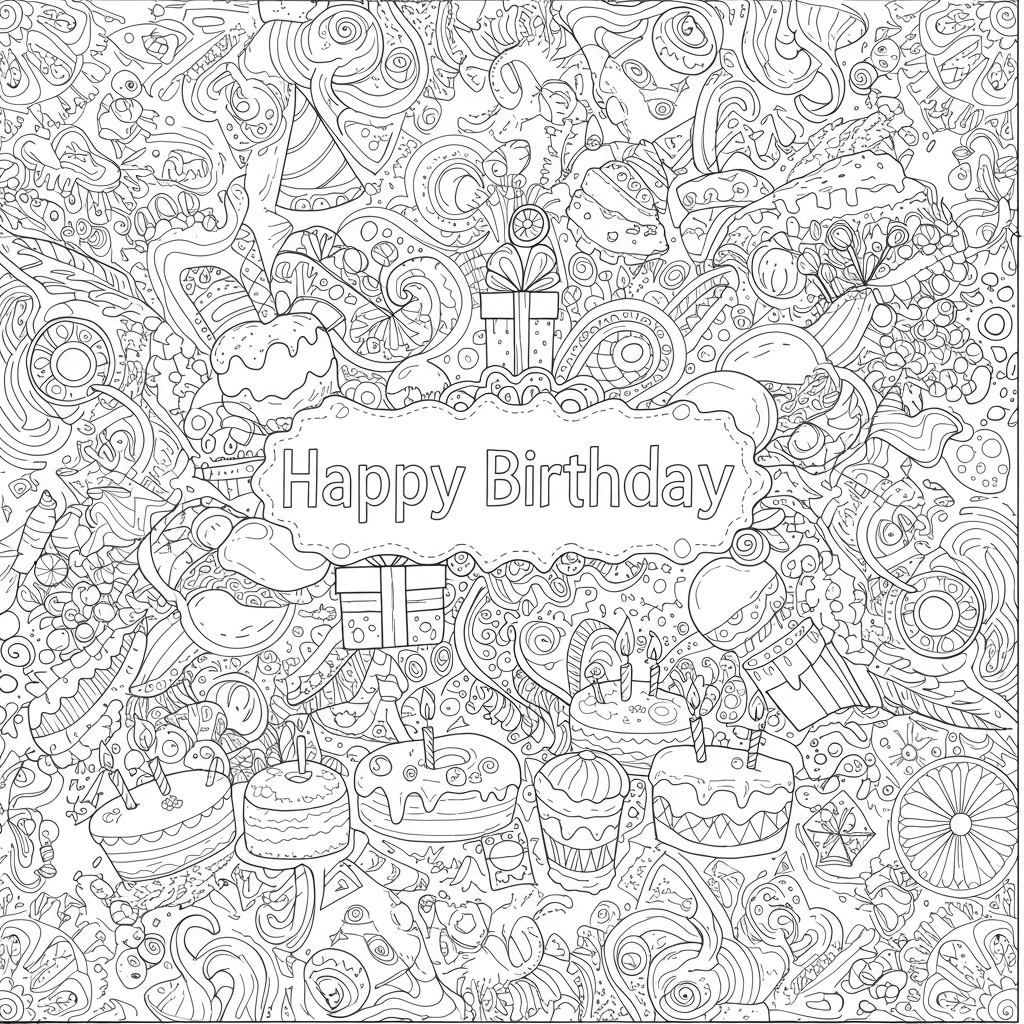birthday pattern coloring page