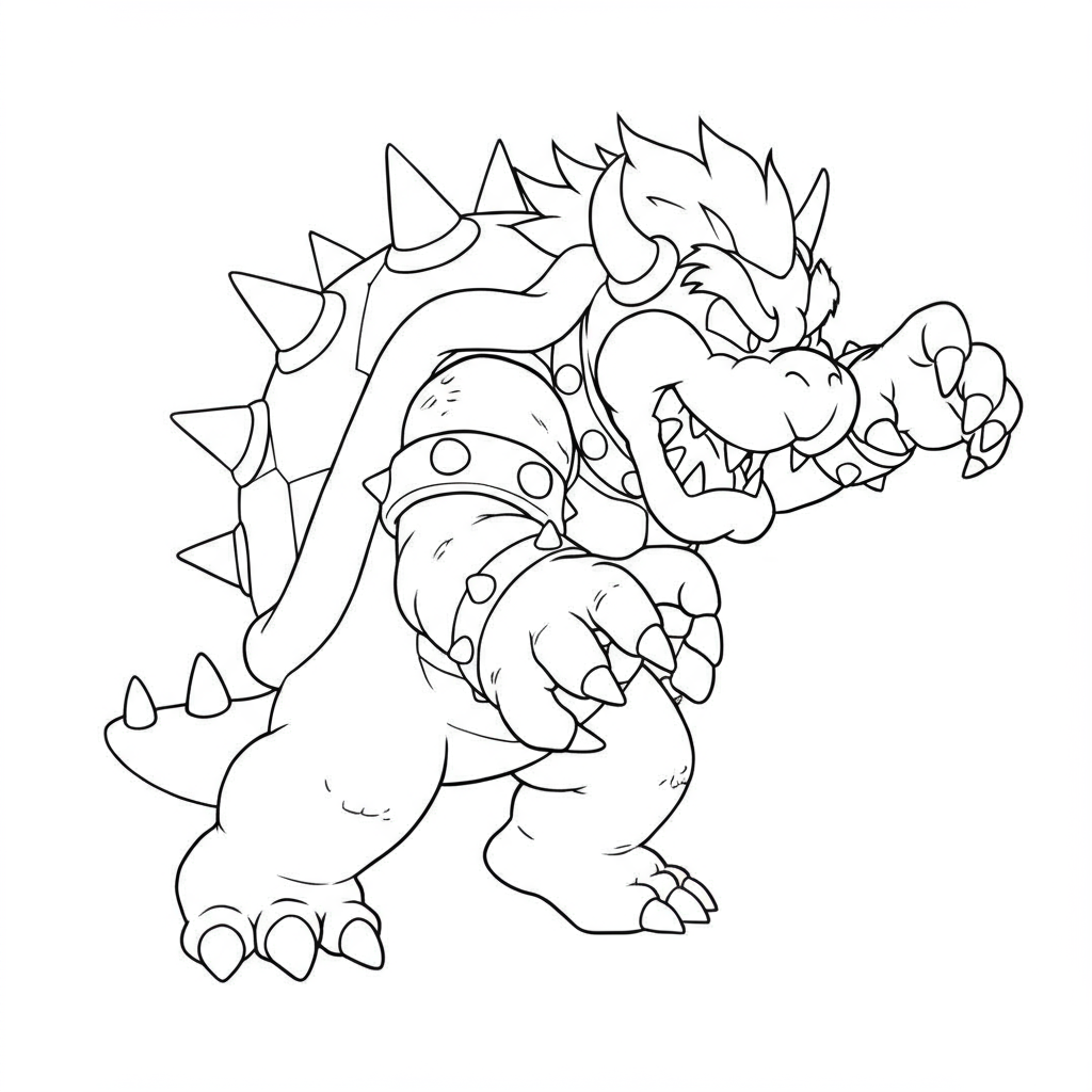 bowser detailed coloring page