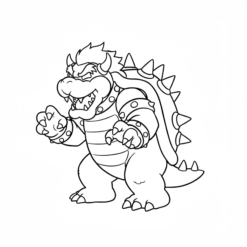 bowser easy coloring page