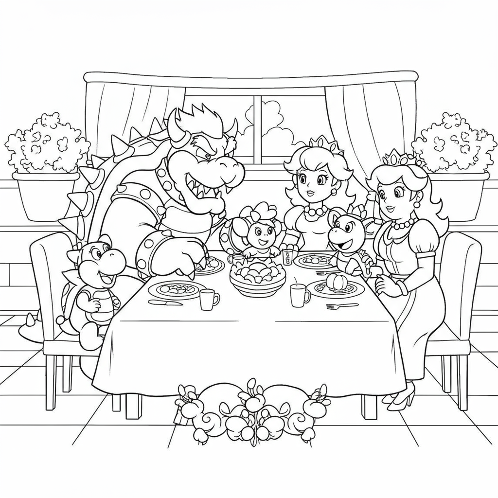 bowser family coloring page