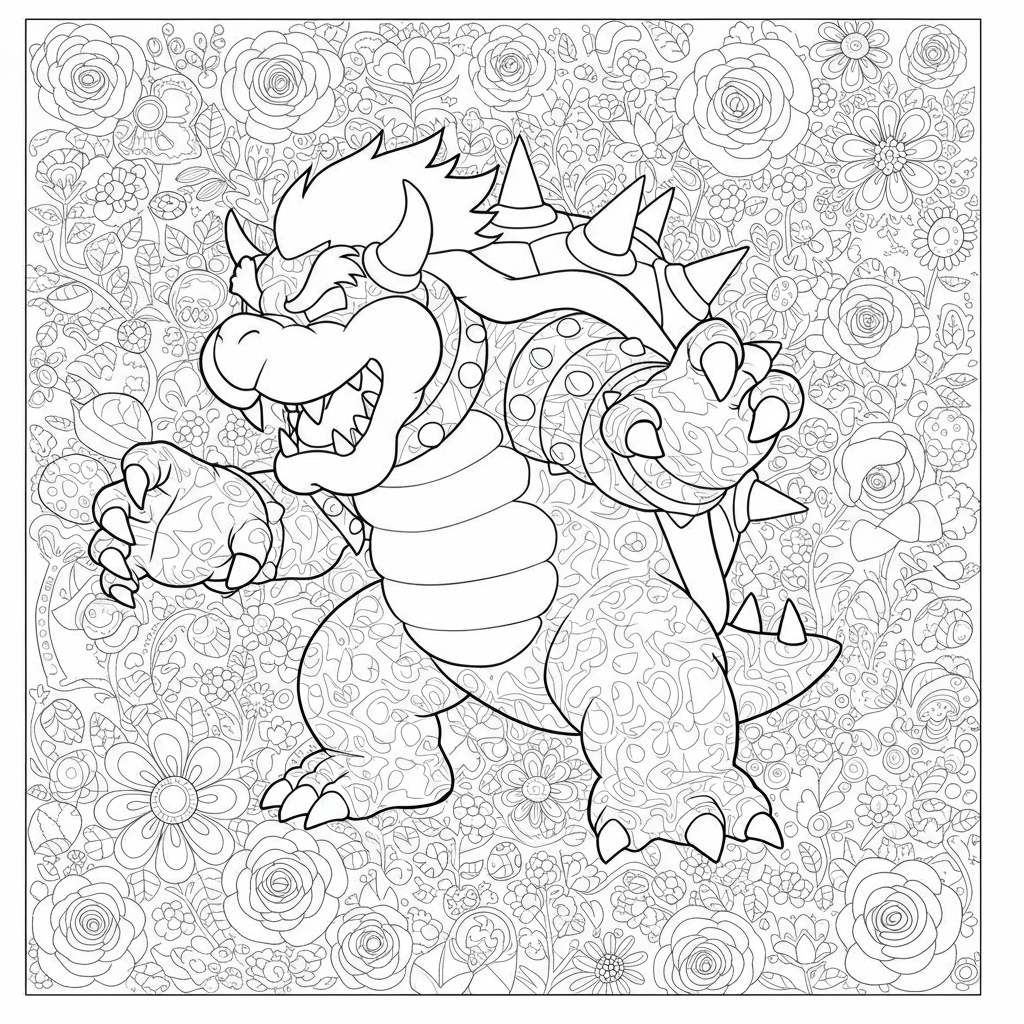 bowser flowers coloring page