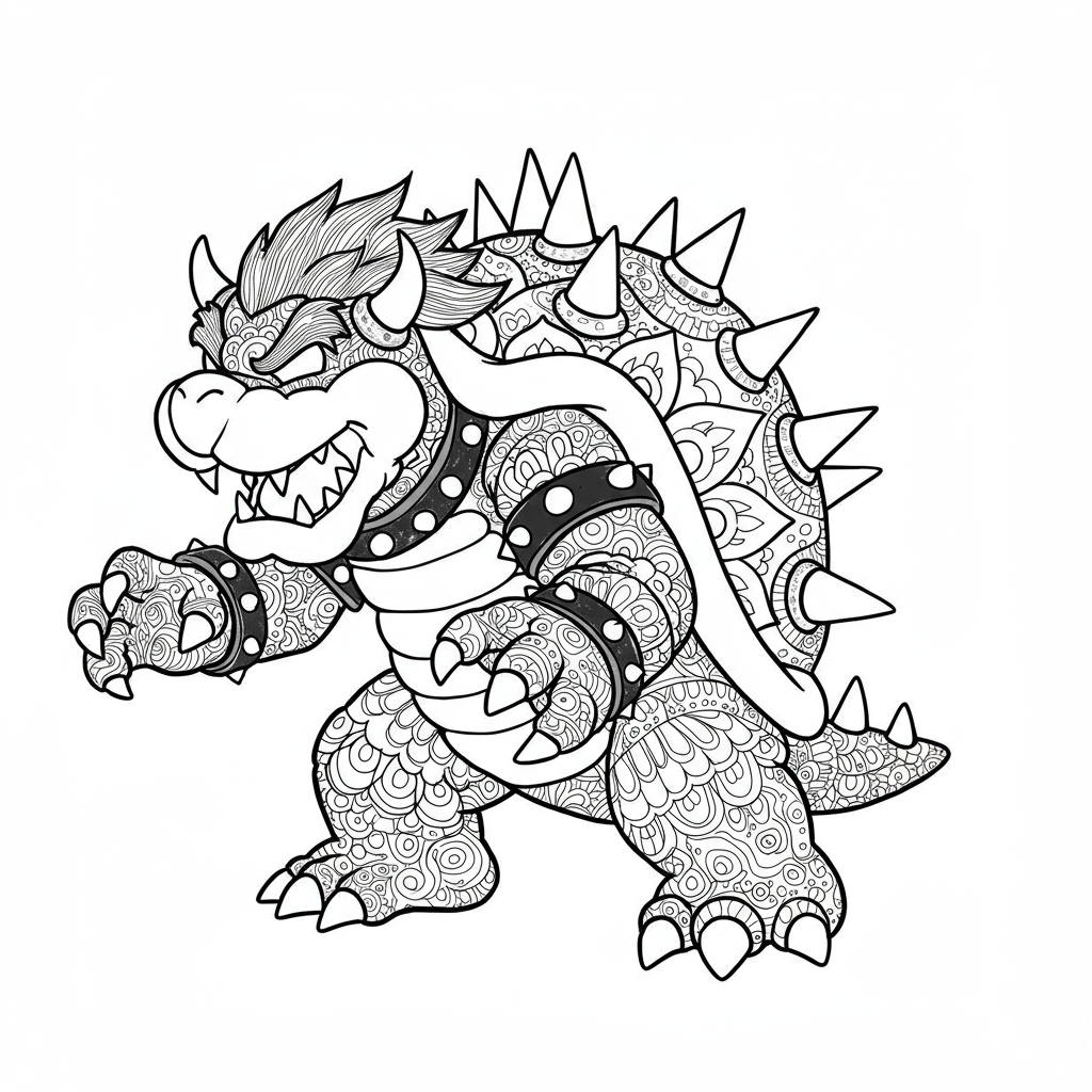 bowser mandala coloring page