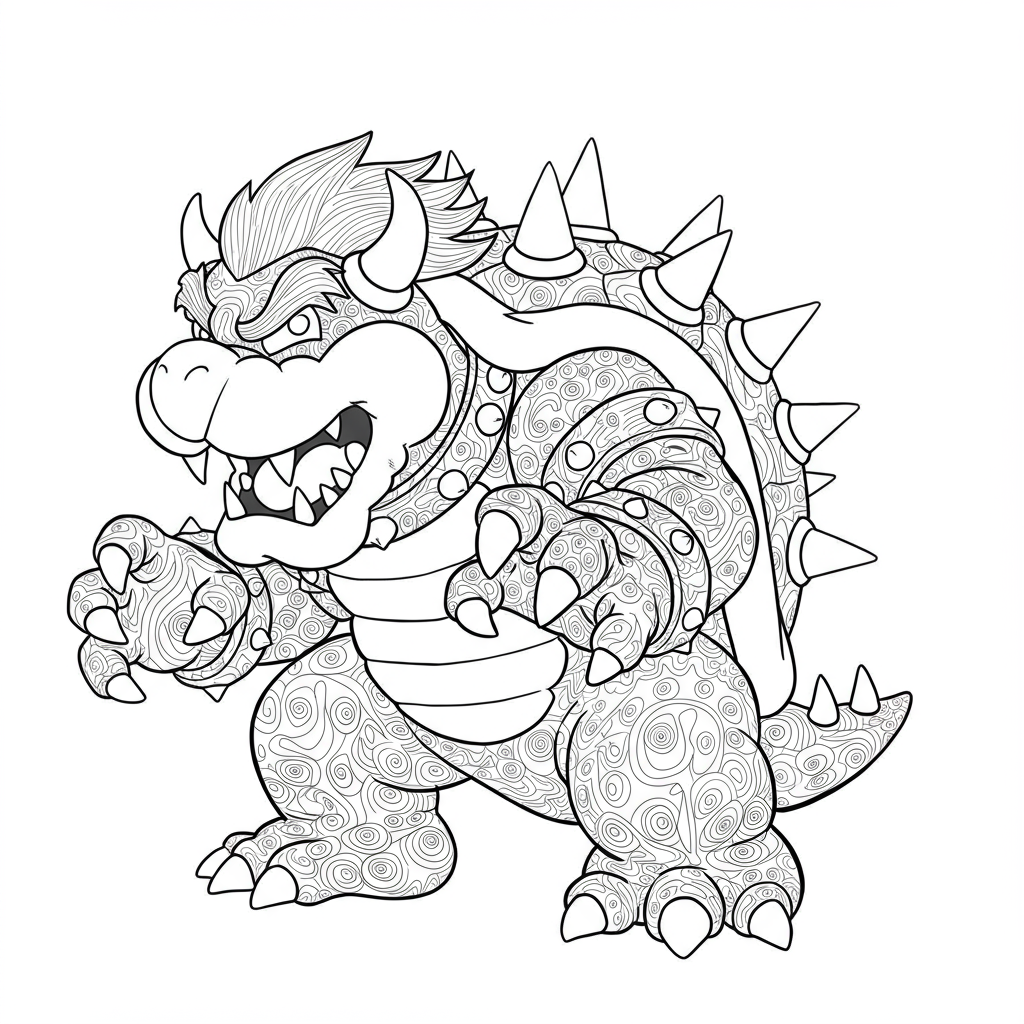 bowser pattern coloring page