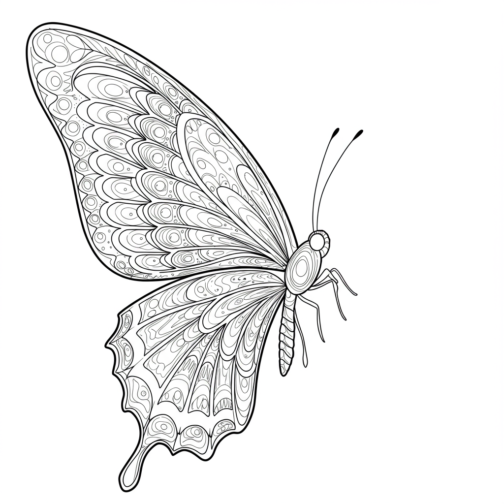 dibujo para colorear de mariposa decorativa
