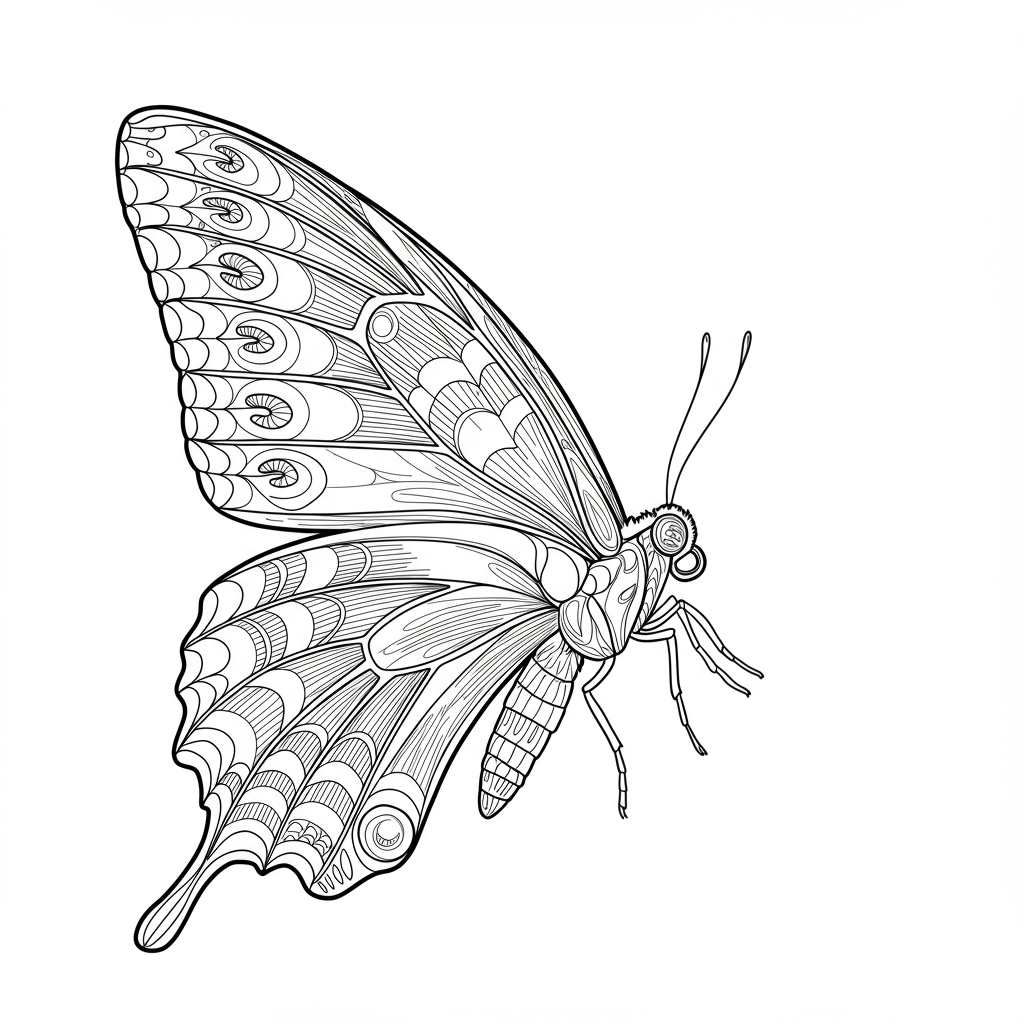 dibujo para colorear de mariposa detallada