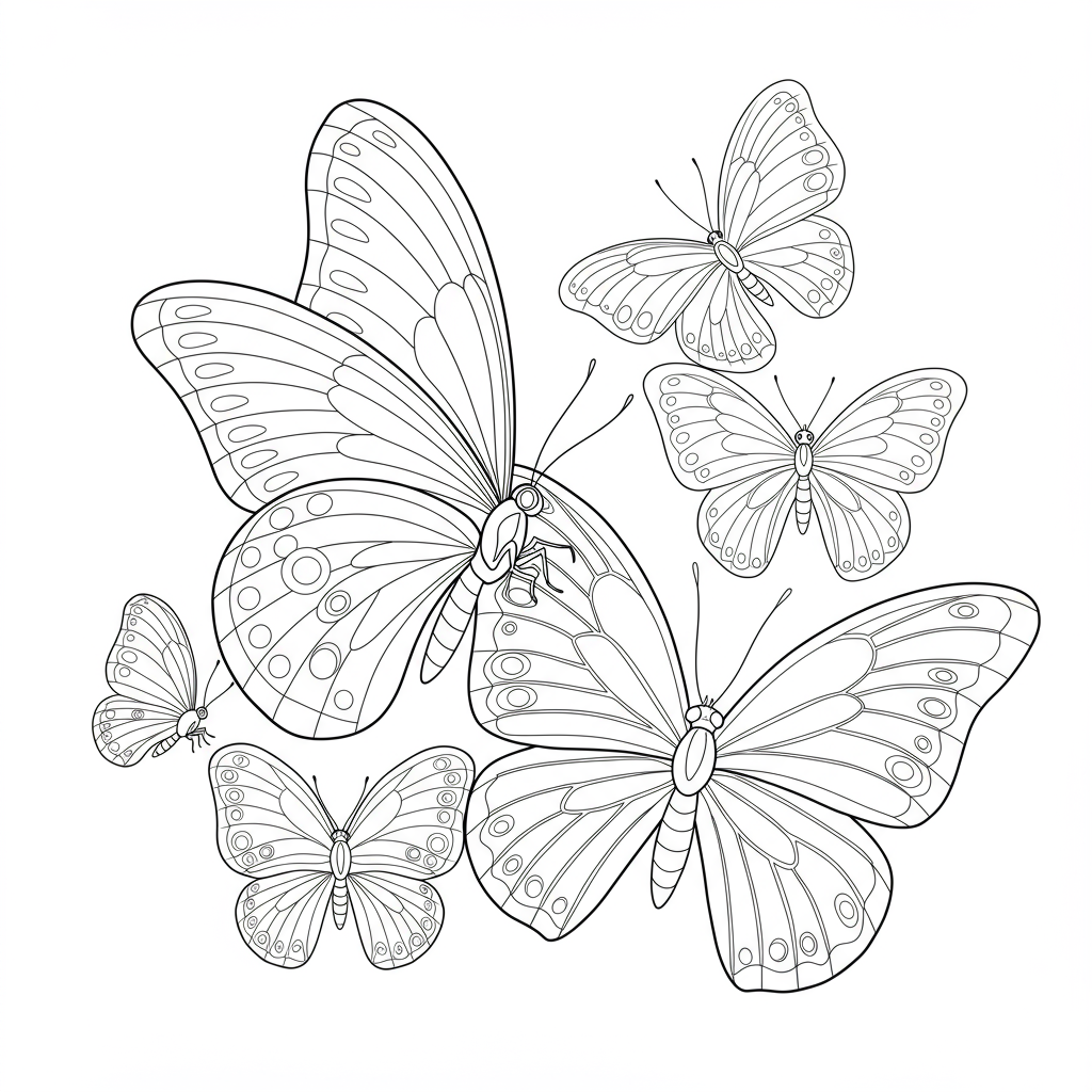 dibujo para colorear de familia de mariposas