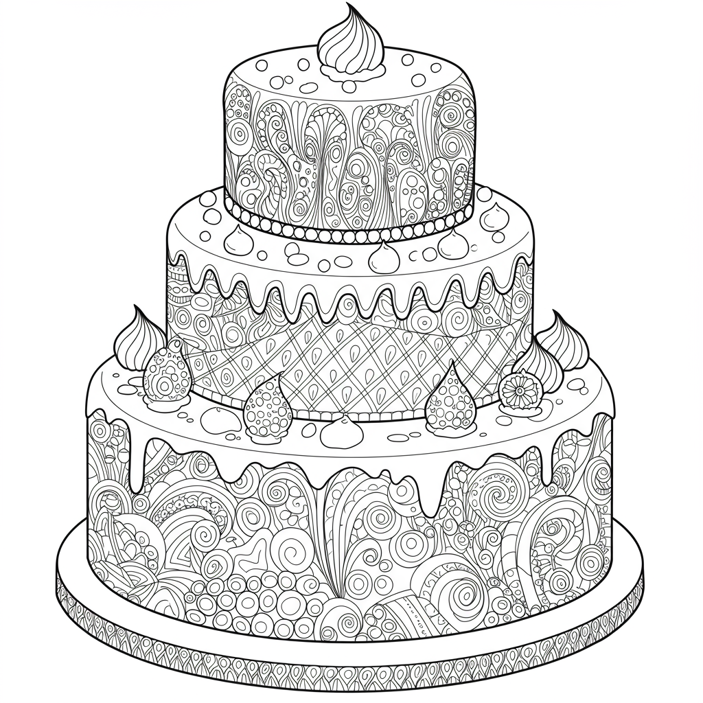 cake decorative coloring page