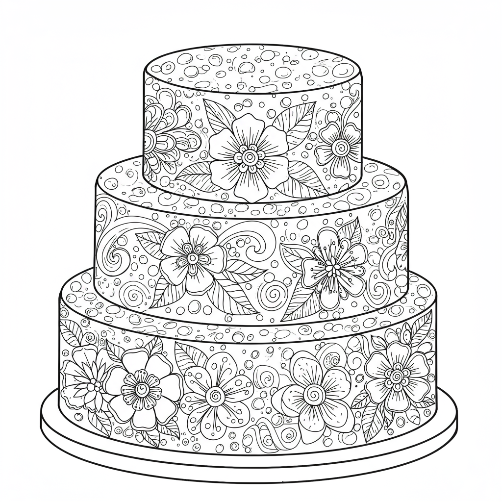 cake flowers coloring page