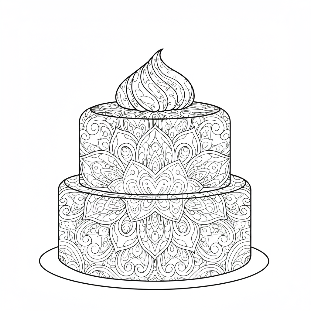 cake mandala coloring page