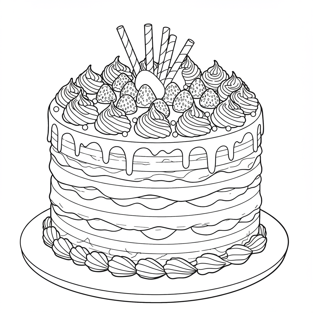 cake portrait coloring page