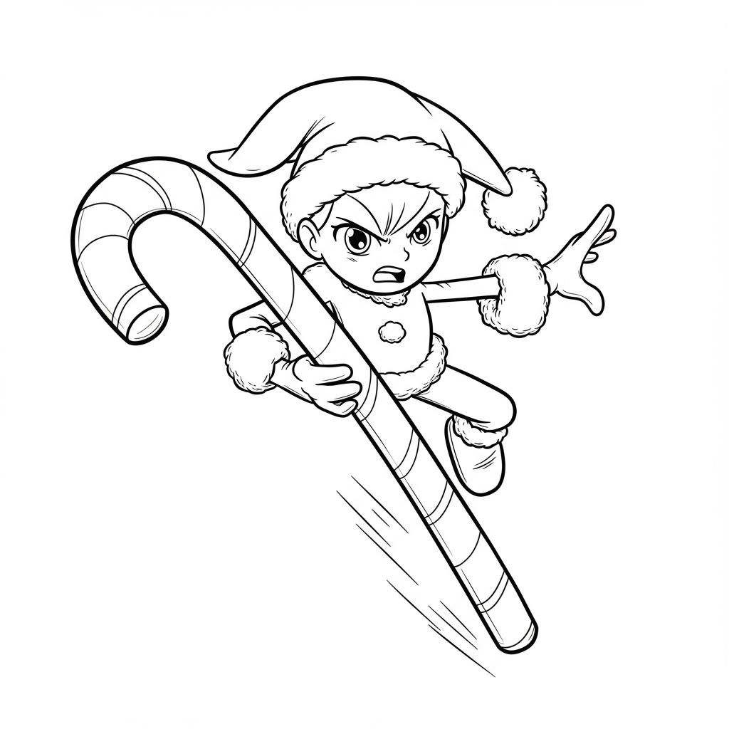 candy cane action coloring page