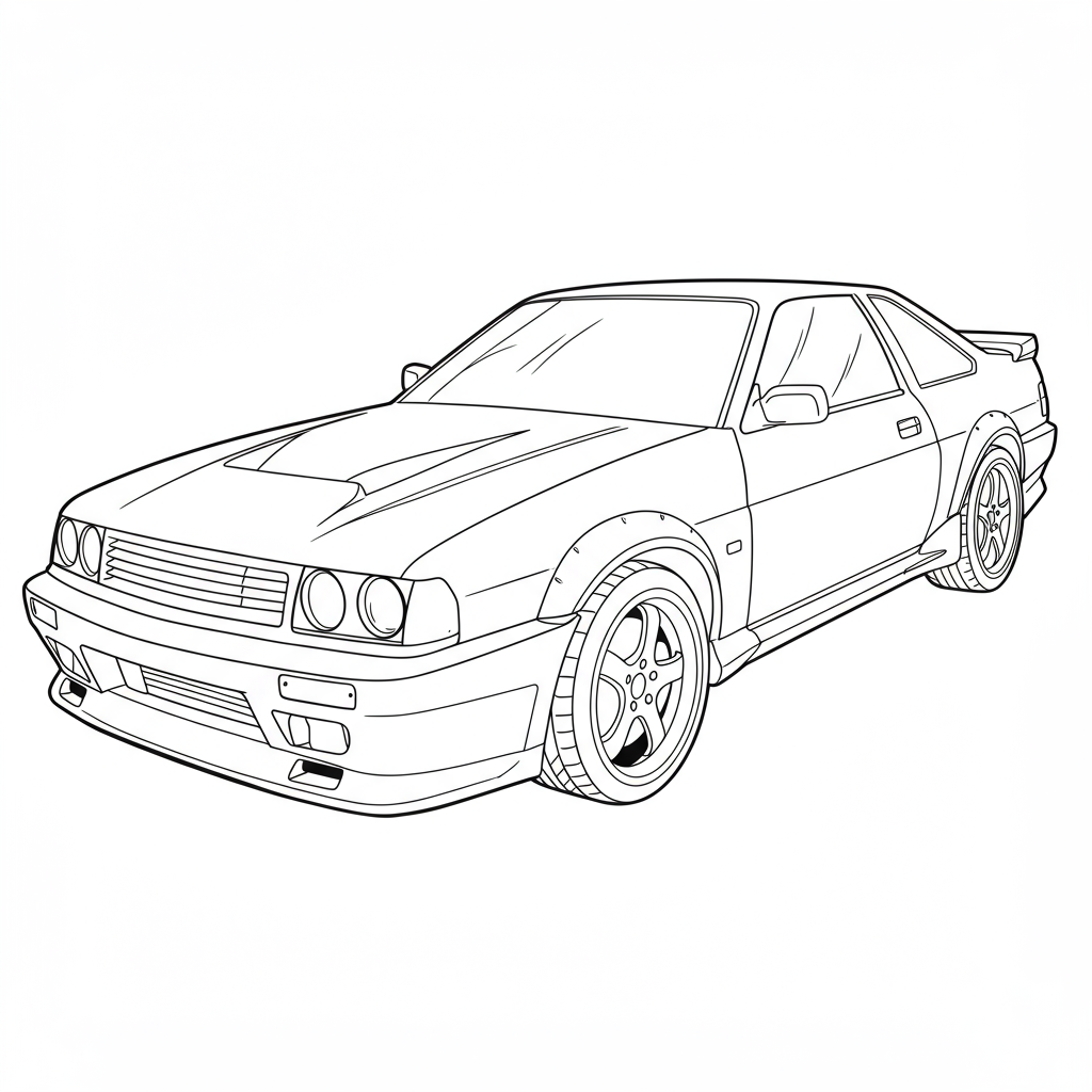 車のアクションぬりえページ