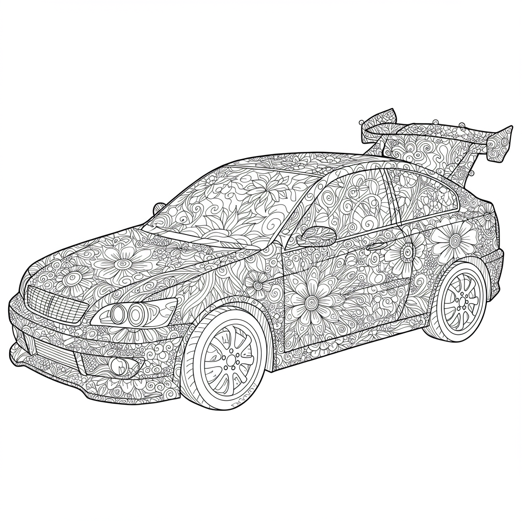 車の花ぬりえページ