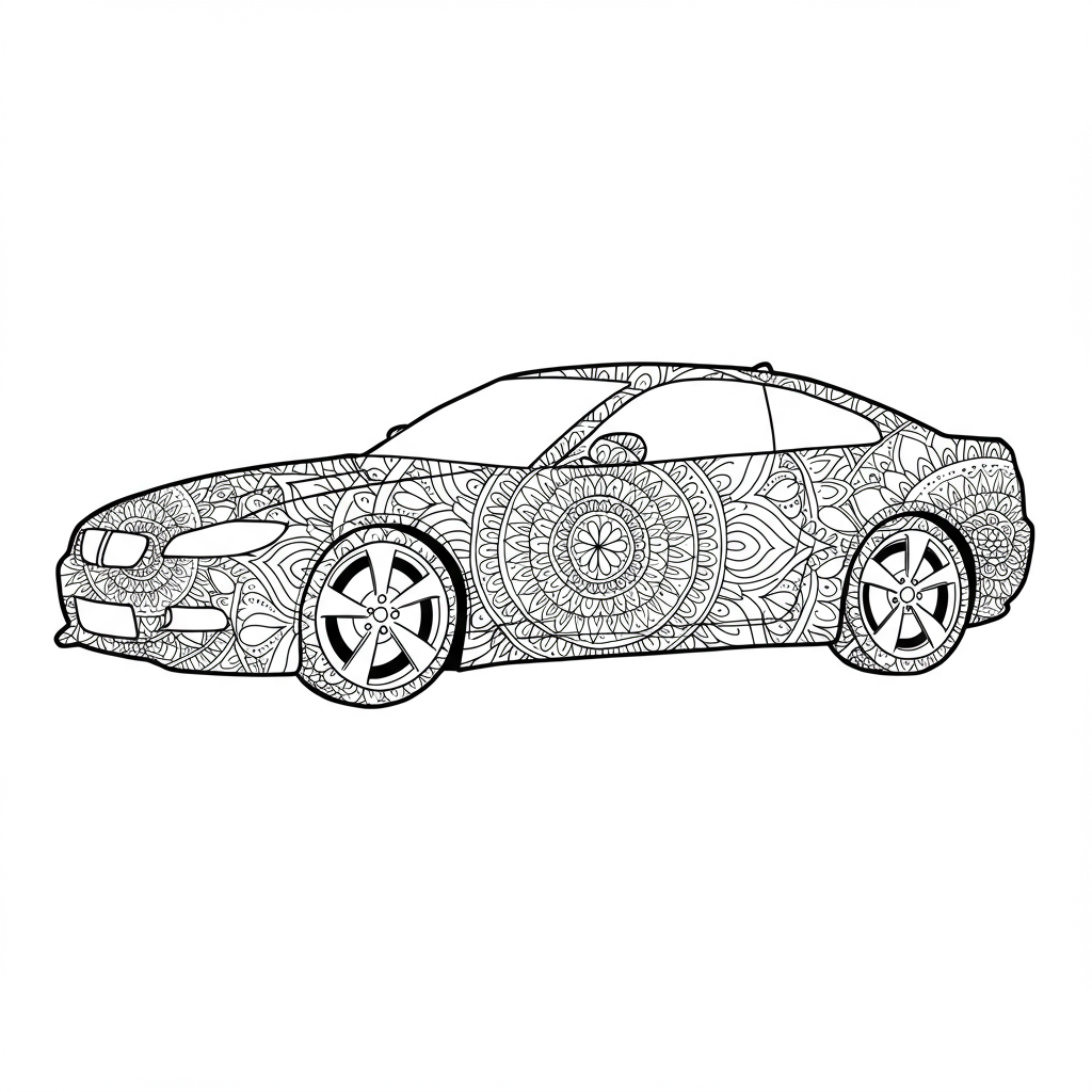 車のマンダラぬりえページ