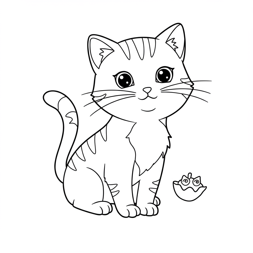 cat color page baby coloring page