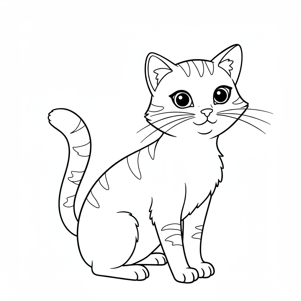 cat color page cartoon coloring page