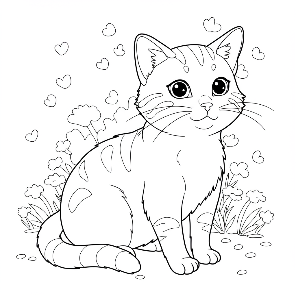 cat color page cute coloring page