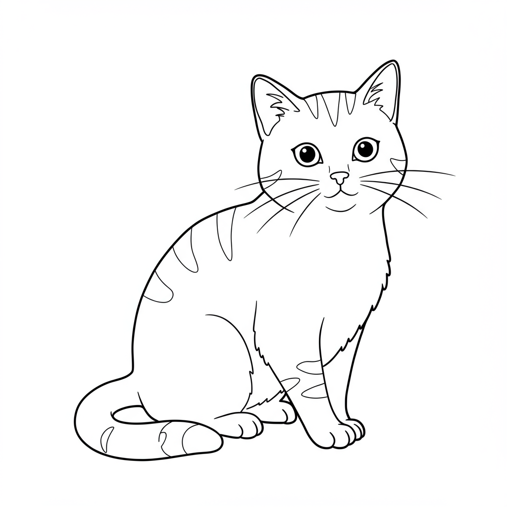 cat color page simple coloring page