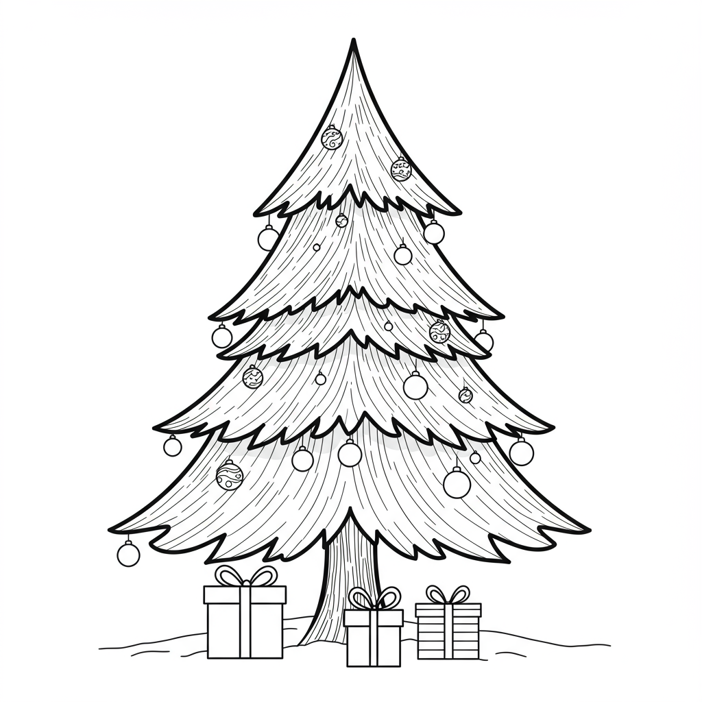 página para colorir árvore de natal abstrata