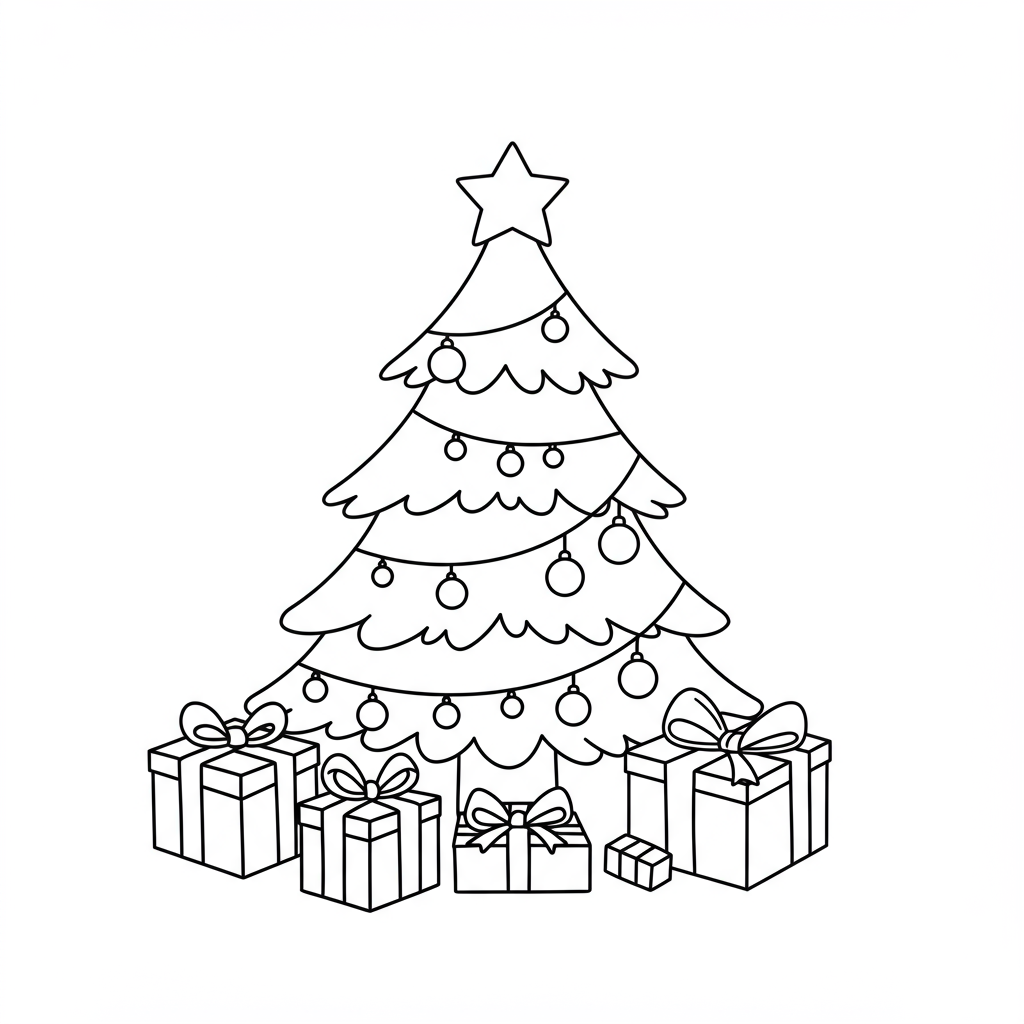 página para colorir árvore de natal bebê