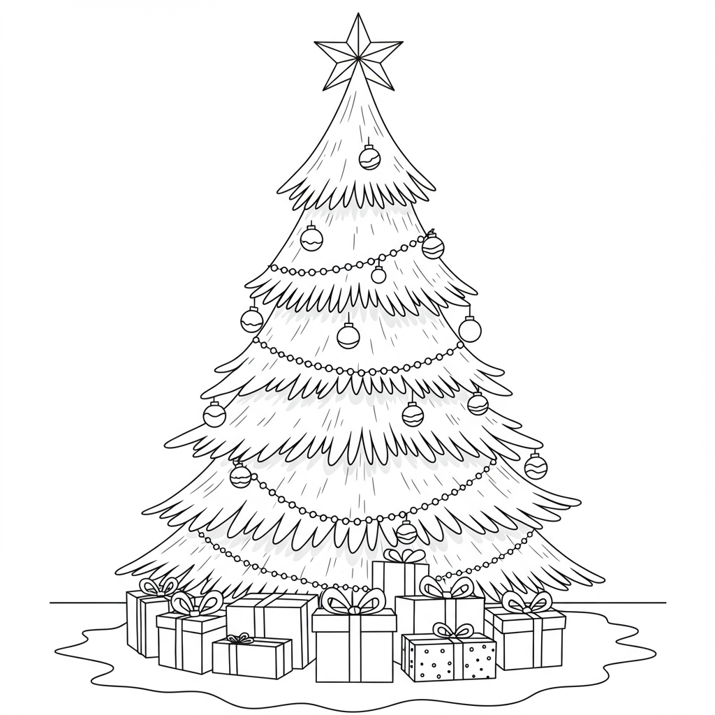 página para colorir árvore de natal retrato