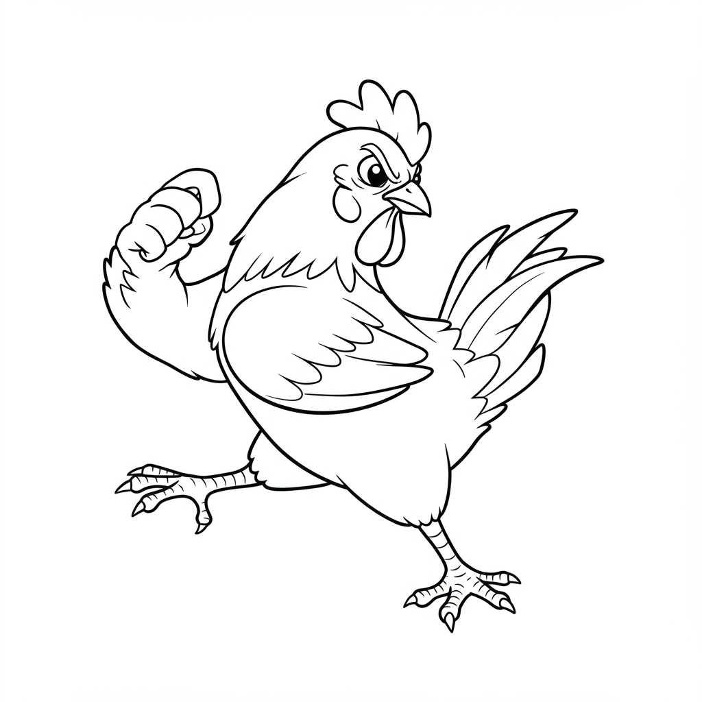 color page chicken action coloring page