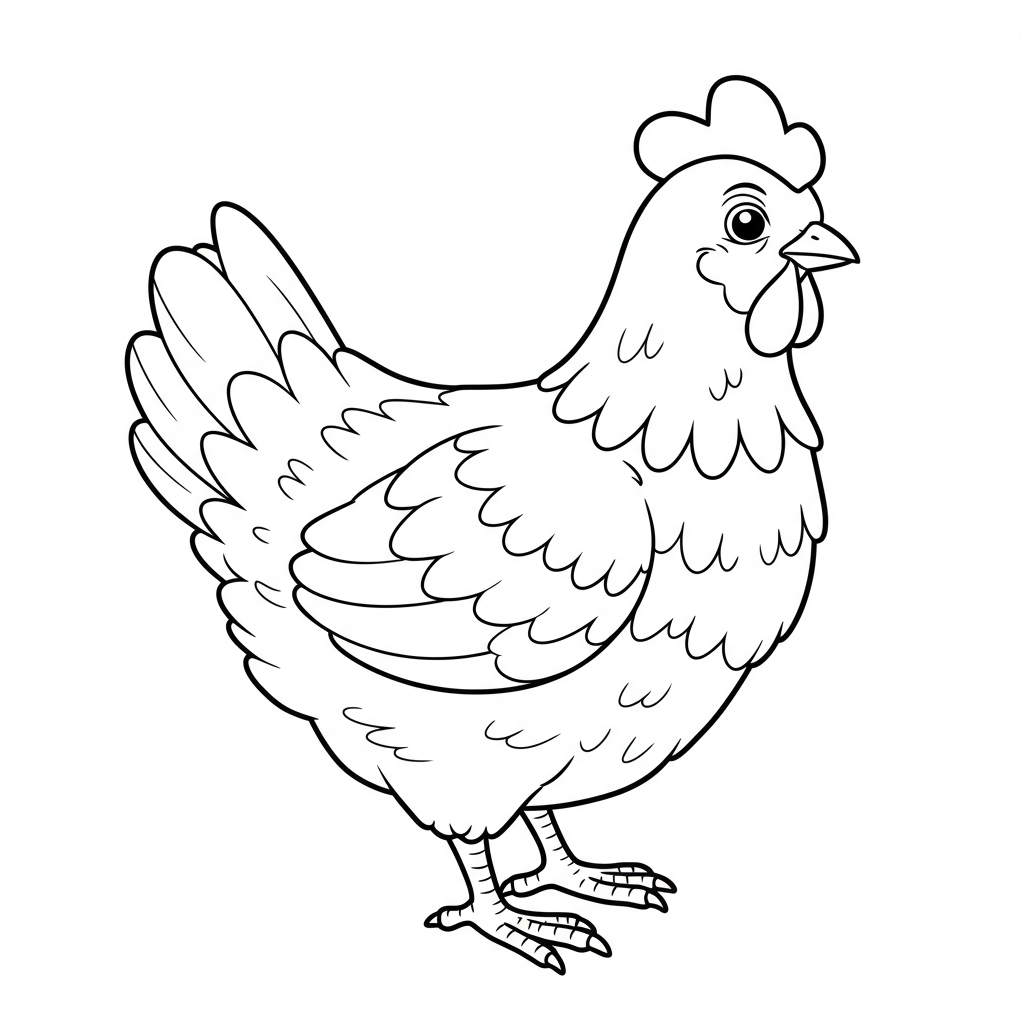 color page chicken easy coloring page