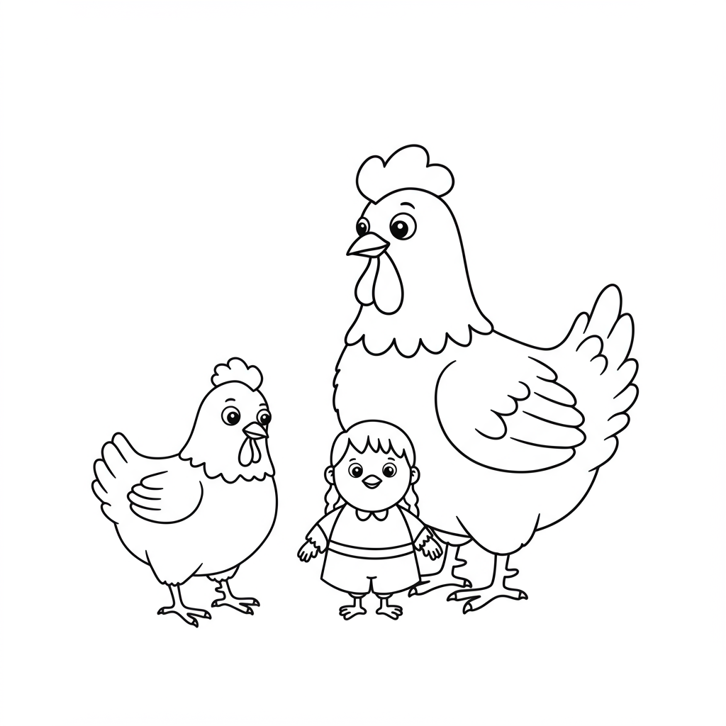 color page chicken family coloring page
