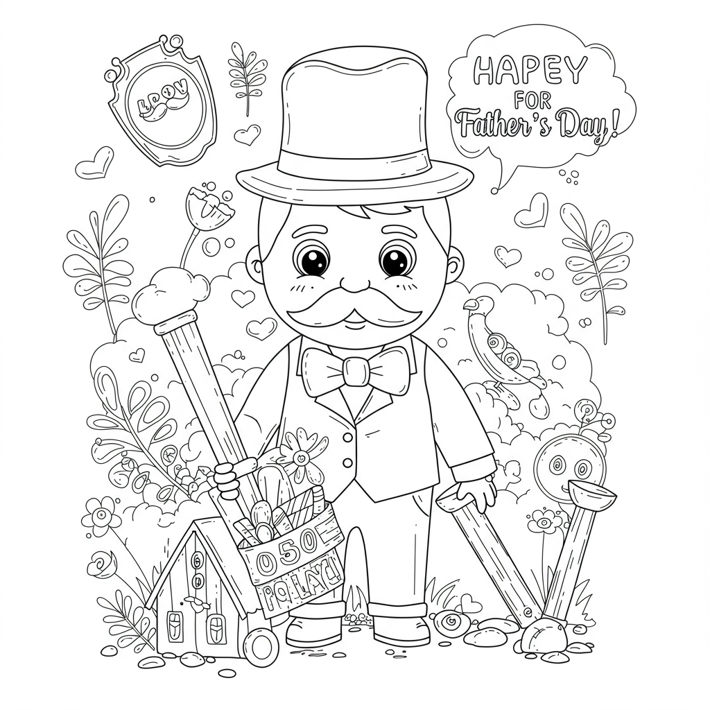 color pages for father's day cute coloring page