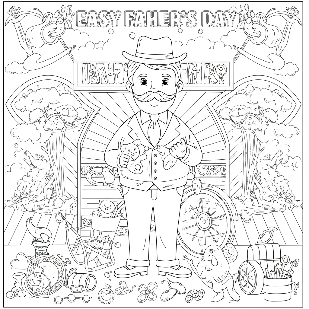 color pages for father's day easy coloring page