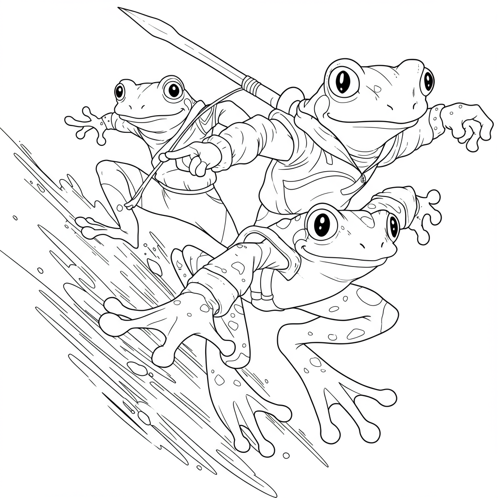 coloring book pages of frogs action coloring page